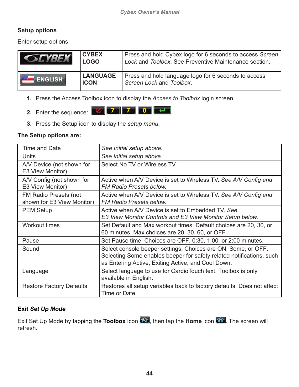 Cybex 770A Arc Trainer User Manual | Page 44 / 96