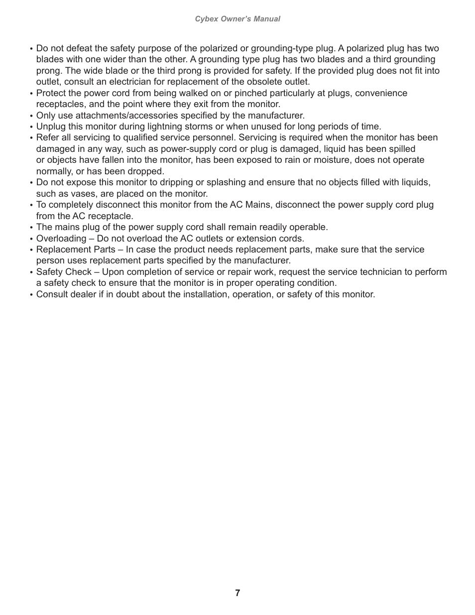 Cybex 770A Arc Trainer User Manual | Page 7 / 96