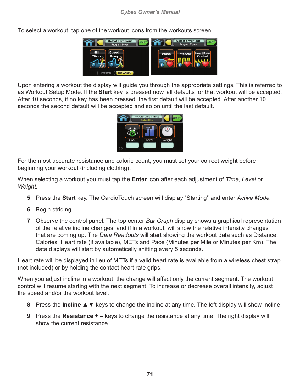 Cybex 770A Arc Trainer User Manual | Page 71 / 96