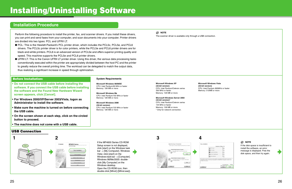 Installing/uninstalling software, Installation procedure | Canon ImageCLASS MF4690 User Manual | Page 14 / 22