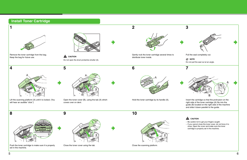 Install toner cartridge | Canon ImageCLASS MF4690 User Manual | Page 4 / 22