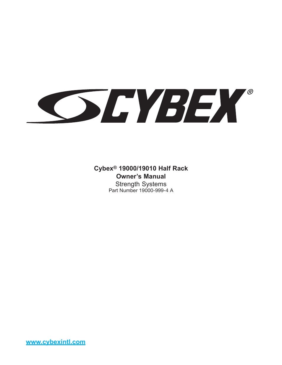 Cybex 19000 Big Iron Half Rack User Manual | 28 pages