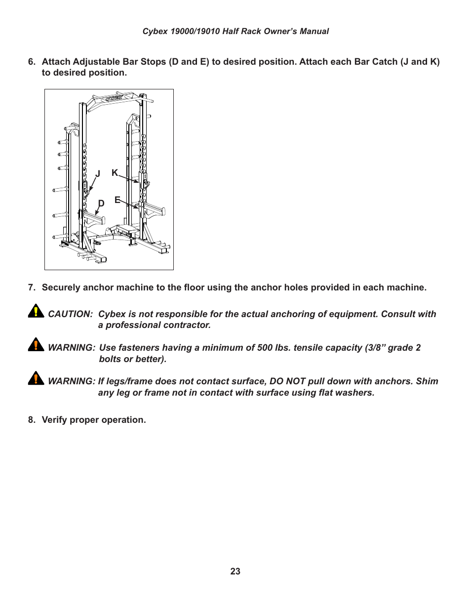 Cybex 19000 Big Iron Half Rack User Manual | Page 23 / 28