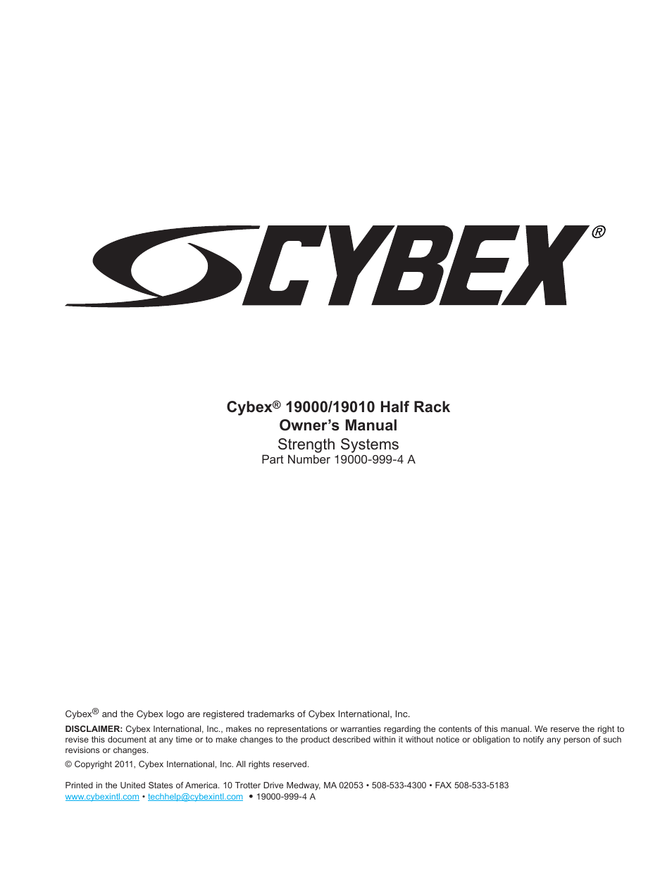 Cybex | Cybex 19000 Big Iron Half Rack User Manual | Page 3 / 28