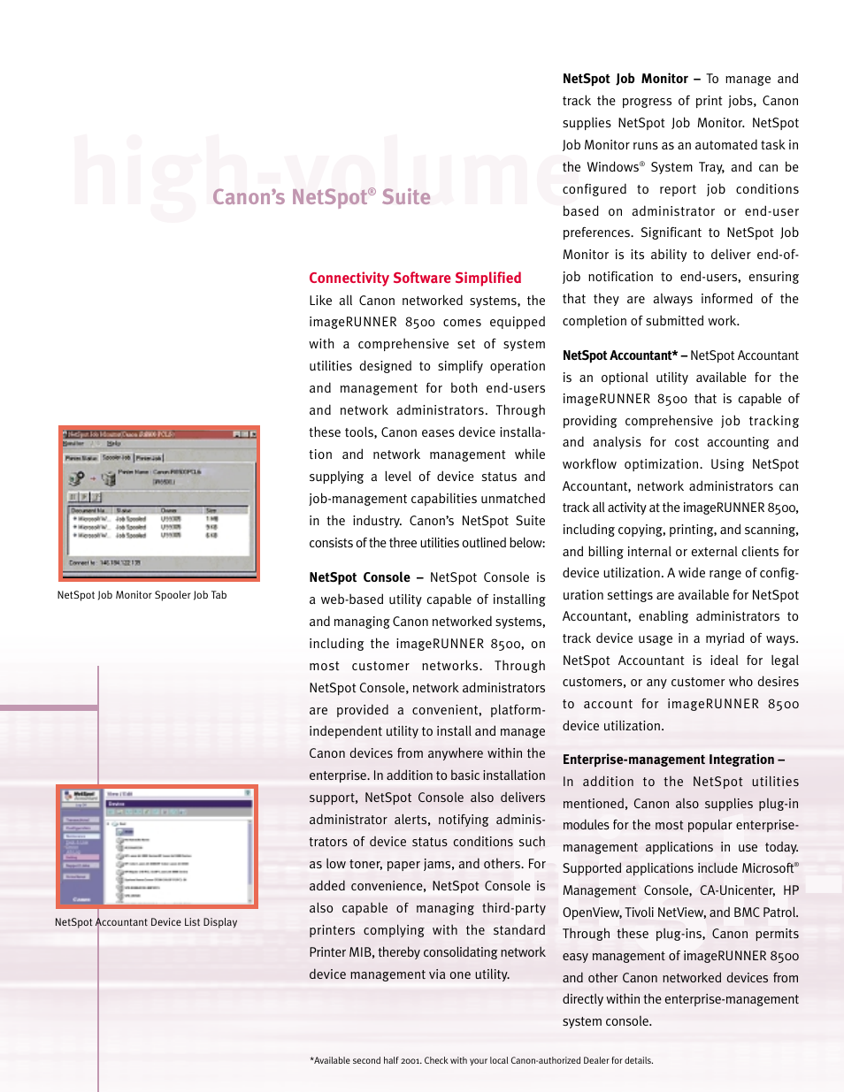 High, High-volume, Canon’s netspot | Suite | Canon 8500 User Manual | Page 10 / 12