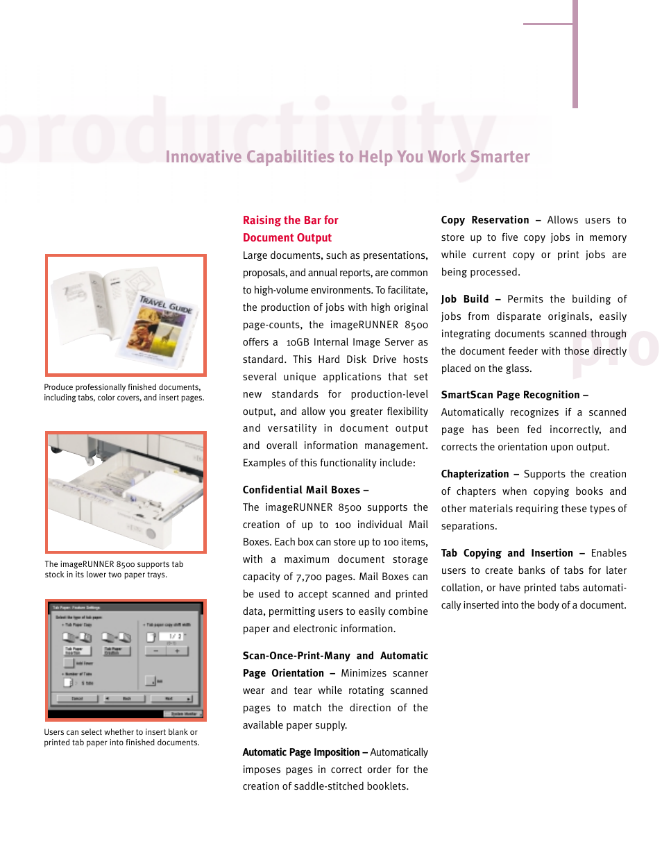 Innovative capabilities to help you work smarter | Canon 8500 User Manual | Page 6 / 12
