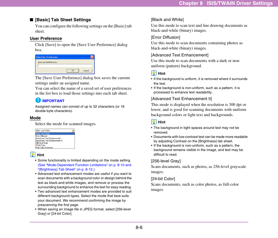 Chapter 8 isis/twain driver settings | Canon DR-X10C User Manual | Page 112 / 155