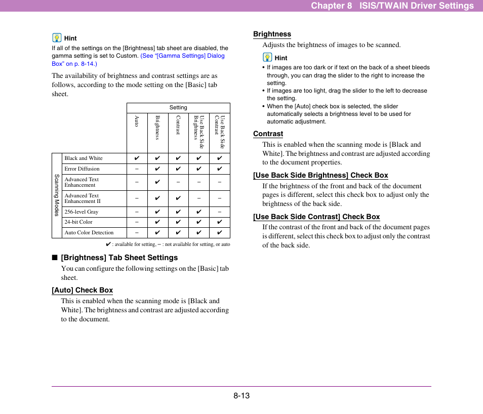 Chapter 8 isis/twain driver settings | Canon DR-X10C User Manual | Page 119 / 155