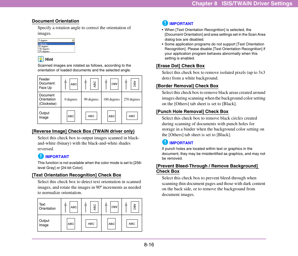 Chapter 8 isis/twain driver settings | Canon DR-X10C User Manual | Page 122 / 155