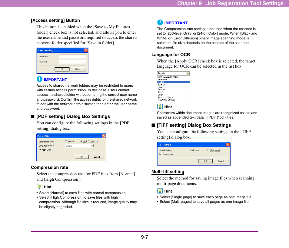 Chapter 9 job registration tool settings | Canon DR-X10C User Manual | Page 141 / 155