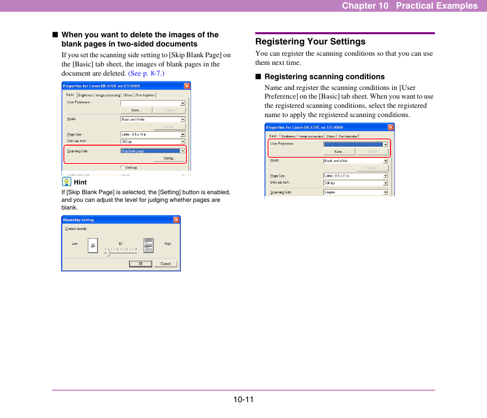 Registering your settings, Registering your settings -11 | Canon DR-X10C User Manual | Page 154 / 155