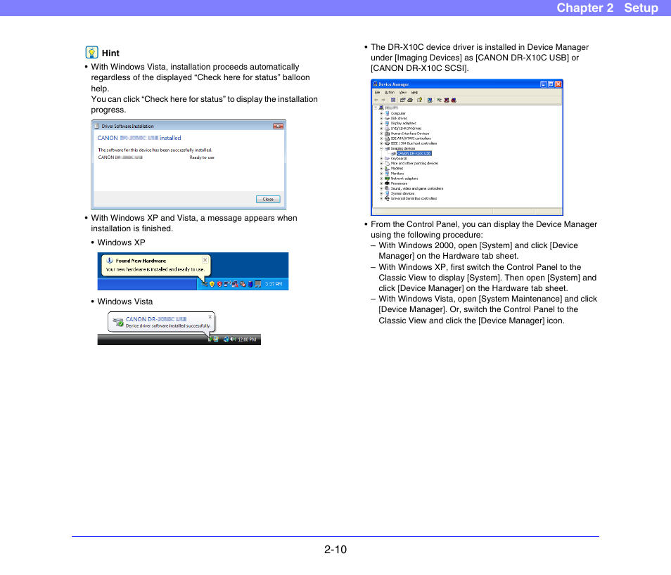 Chapter 2 setup | Canon DR-X10C User Manual | Page 30 / 155