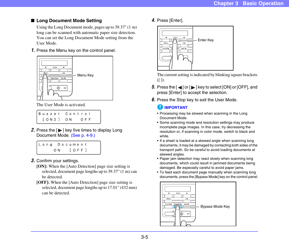 See “long, Document mode setting” on p. 3-5.), Chapter 3 basic operation | Canon DR-X10C User Manual | Page 35 / 155