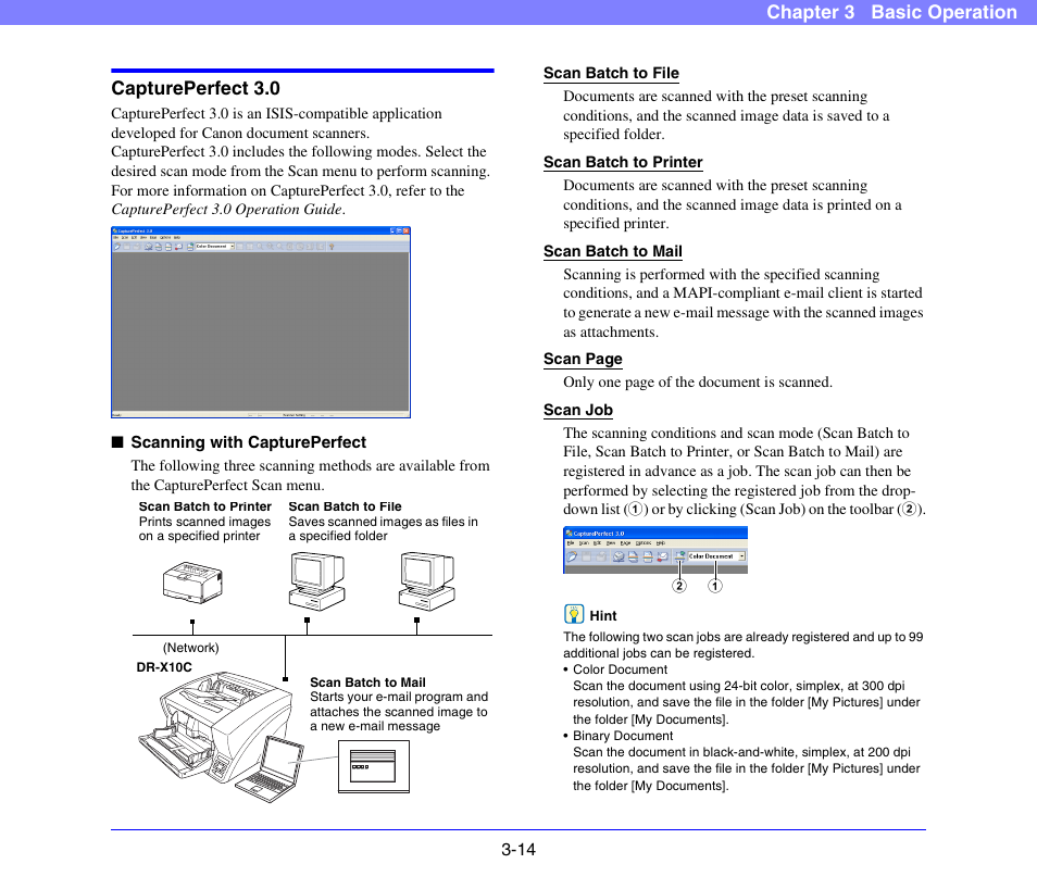 Captureperfect 3.0, Captureperfect 3.0 -14, Chapter 3 basic operation captureperfect 3.0 | Canon DR-X10C User Manual | Page 44 / 155