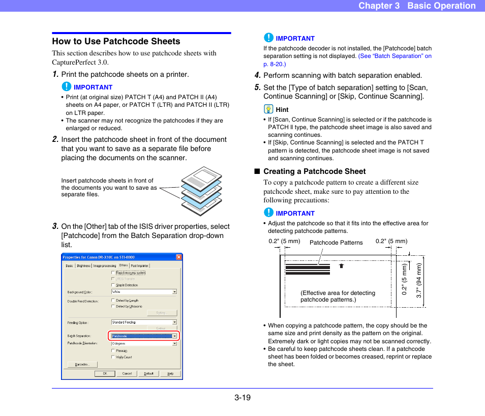 How to use patchcode sheets, How to use patchcode sheets -19 | Canon DR-X10C User Manual | Page 49 / 155