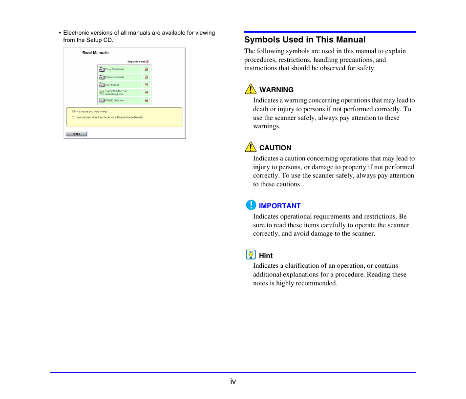 Symbols used in this manual | Canon DR-X10C User Manual | Page 5 / 155
