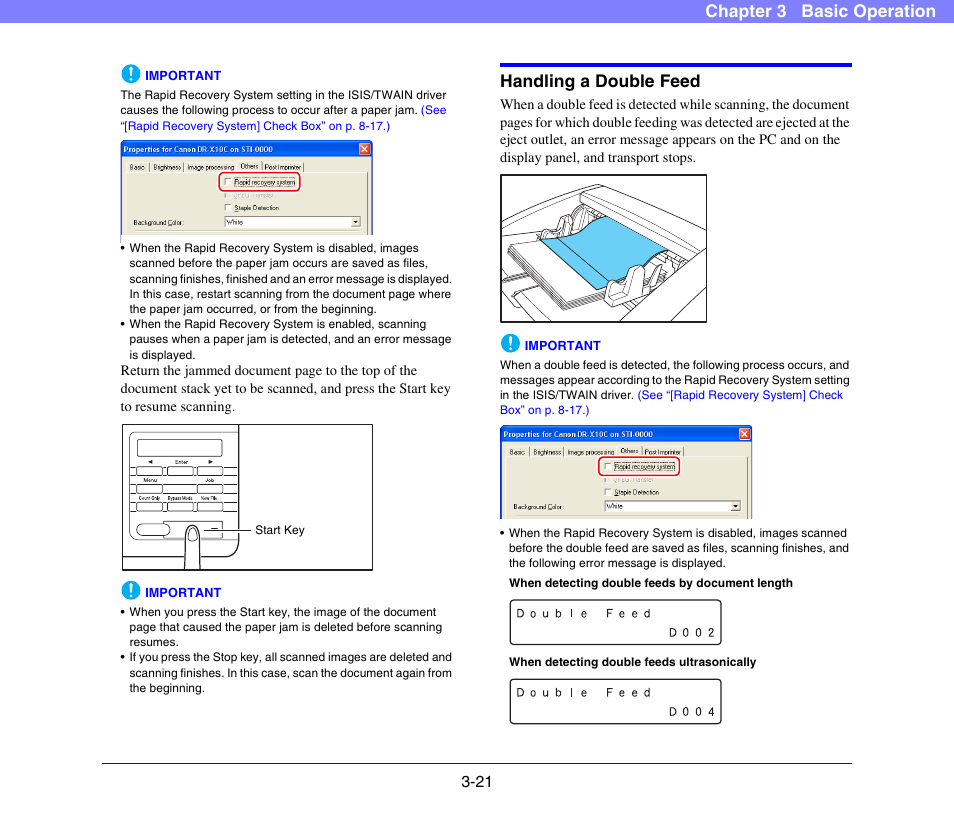 Handling a double feed, Handling a double feed -21, Chapter 3 basic operation | Canon DR-X10C User Manual | Page 51 / 155