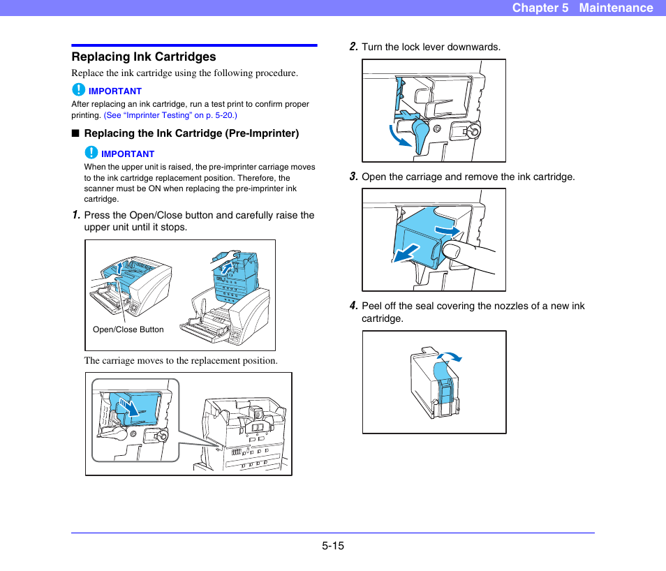 Replacing ink cartridges, Replacing ink cartridges -15 | Canon DR-X10C User Manual | Page 80 / 155