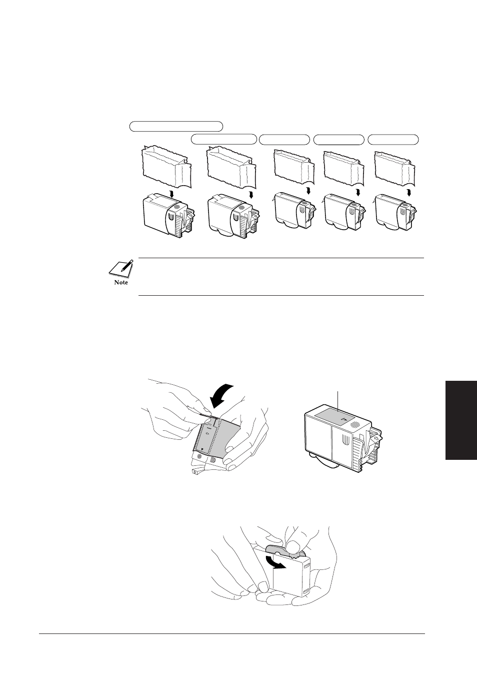 Installing the ink tanks | Canon BJC-8500 User Manual | Page 38 / 159