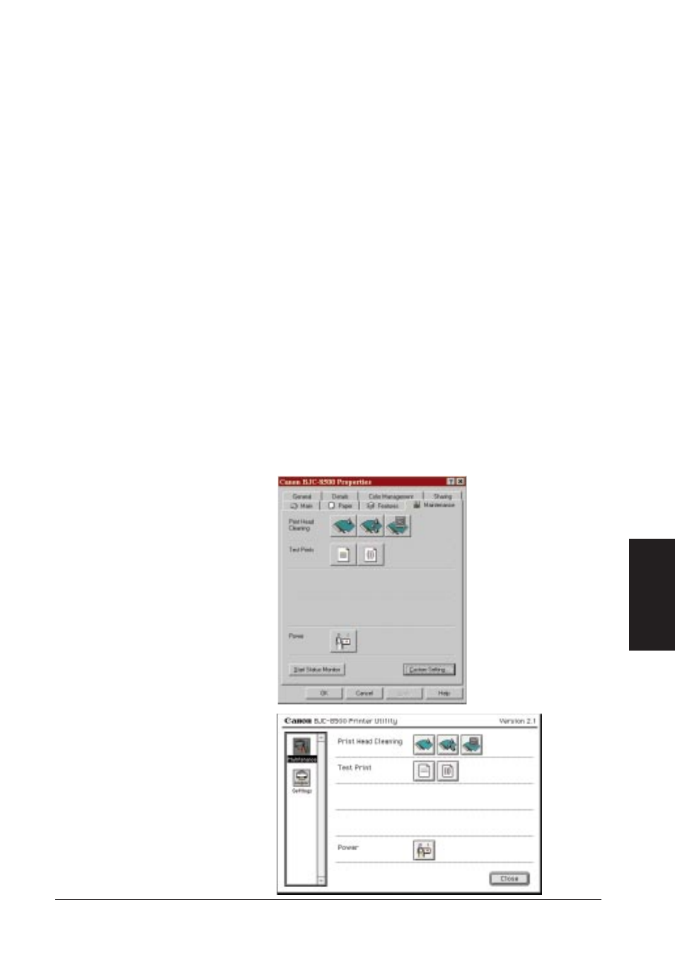 Aligning the print heads | Canon BJC-8500 User Manual | Page 54 / 159