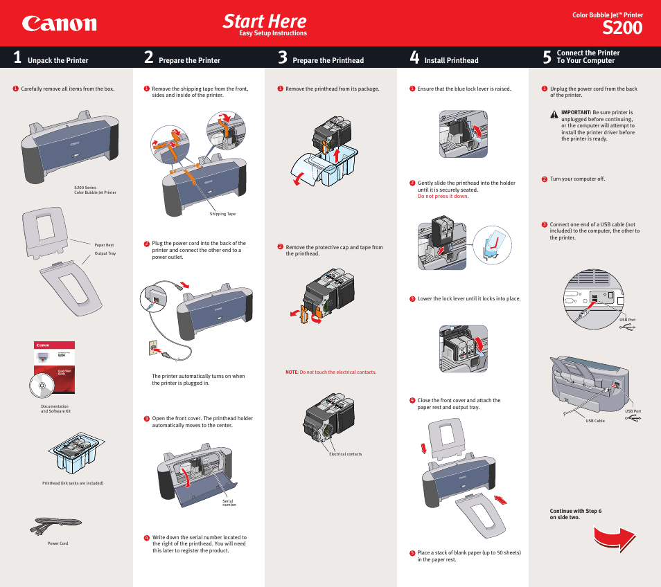 Canon COLOR BUBBLE JET S200 User Manual | 2 pages