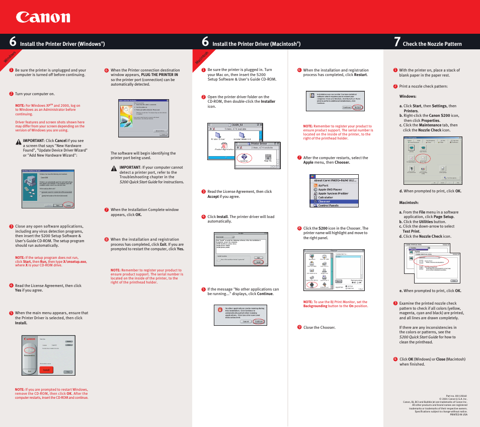 Canon COLOR BUBBLE JET S200 User Manual | Page 2 / 2