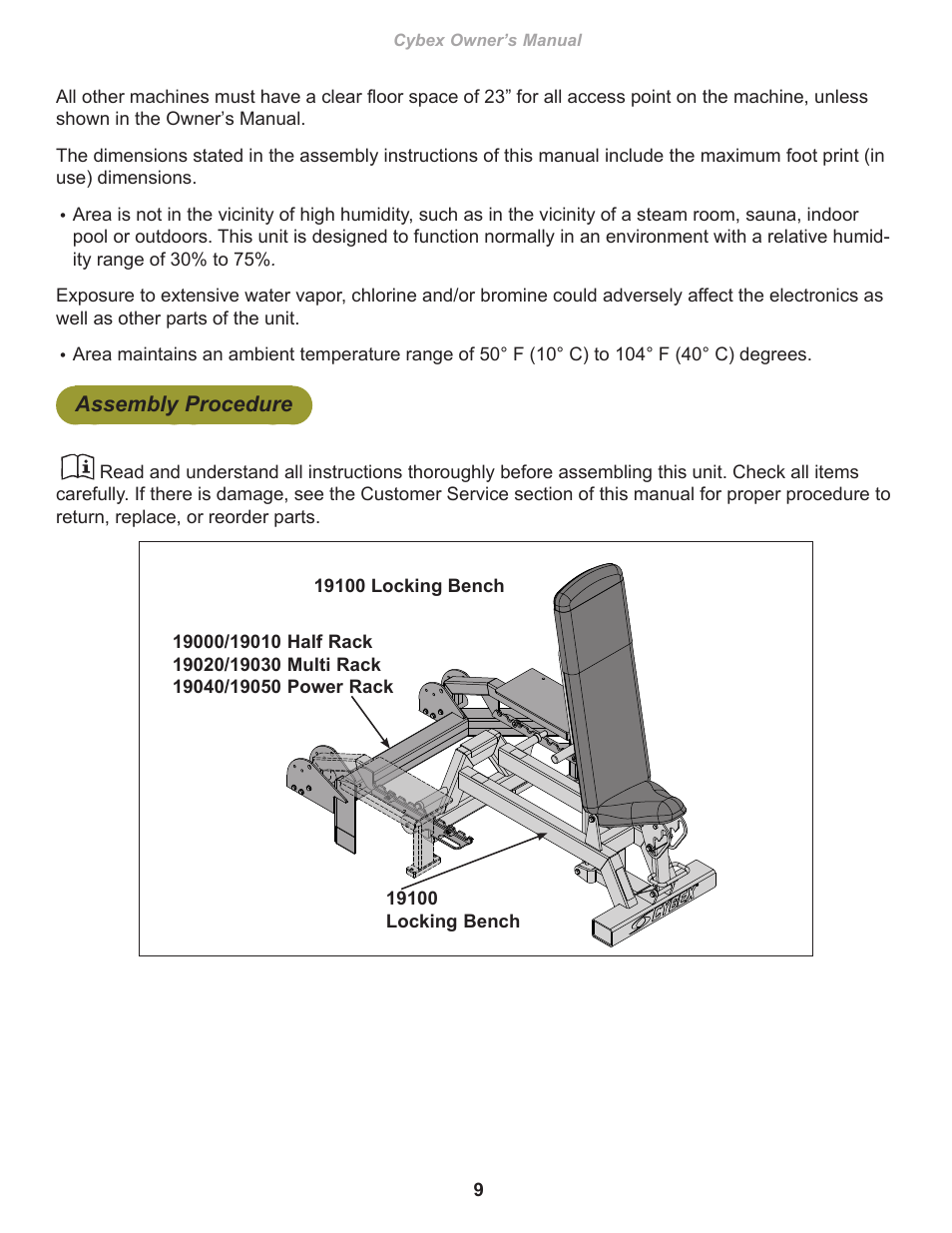 Assembly procedure | Cybex 19100 Big Iron Benches User Manual | Page 9 / 18