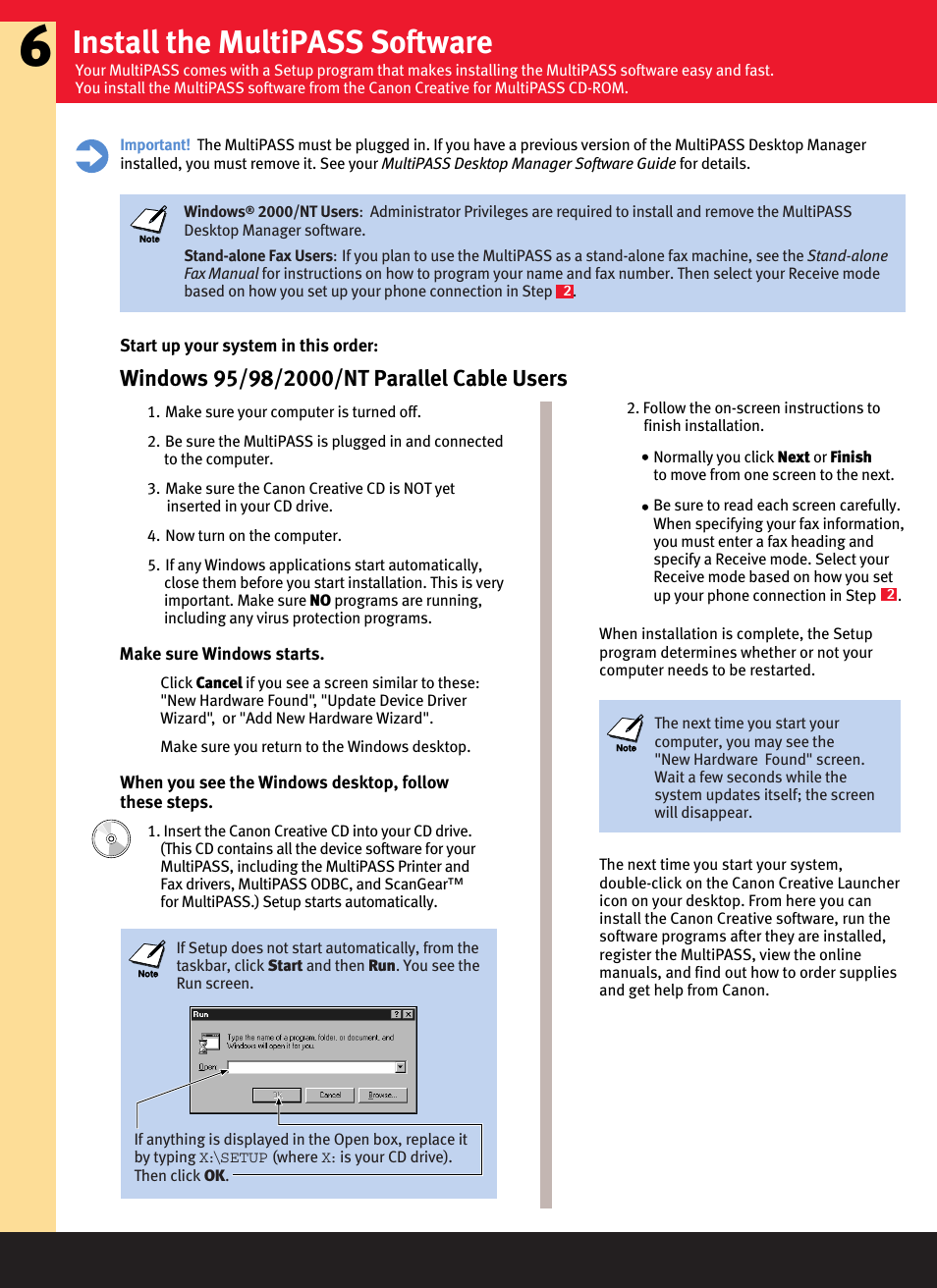 Install the multipass software | Canon MultiPASS Printer C755 User Manual | Page 5 / 7