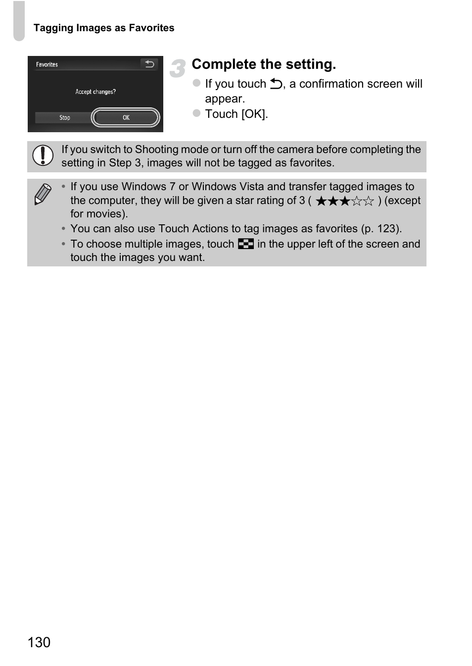 130 complete the setting | Canon IXUS 1100 HS User Manual | Page 130 / 209