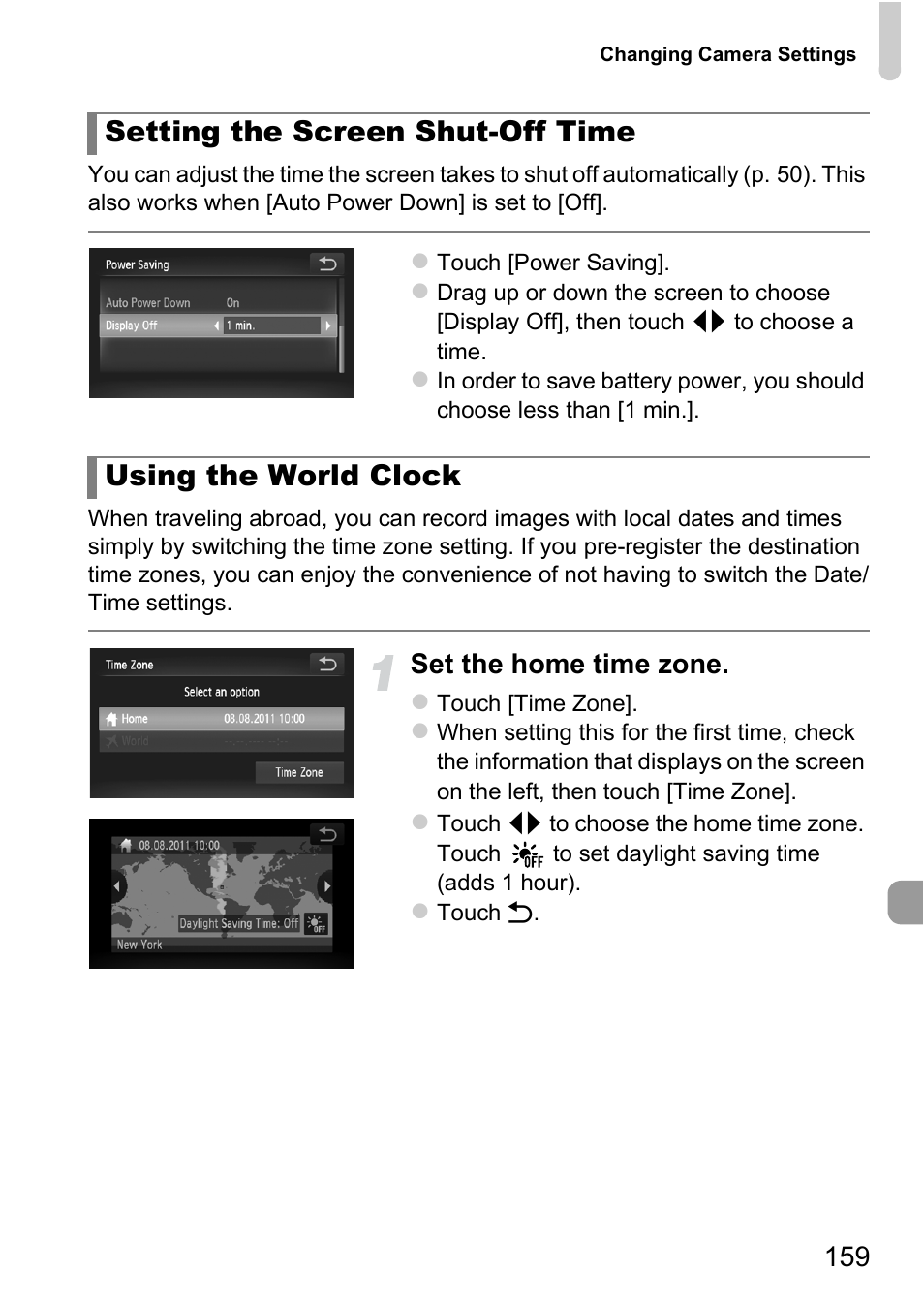 P. 159), Ged (p. 159), Set the home time zone | Canon IXUS 1100 HS User Manual | Page 159 / 209