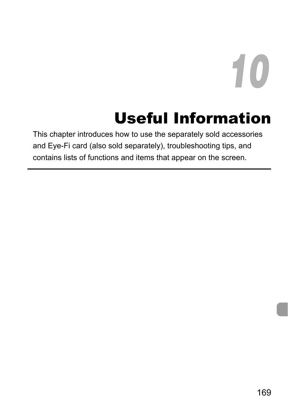 10 useful information, Useful information | Canon IXUS 1100 HS User Manual | Page 169 / 209