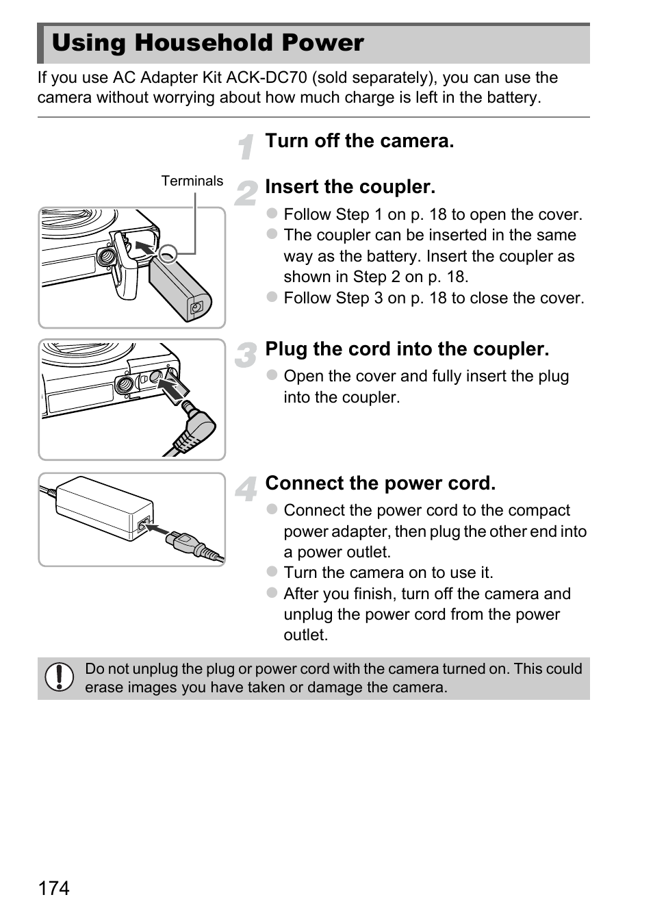 Using household power, R (p. 174) | Canon IXUS 1100 HS User Manual | Page 174 / 209