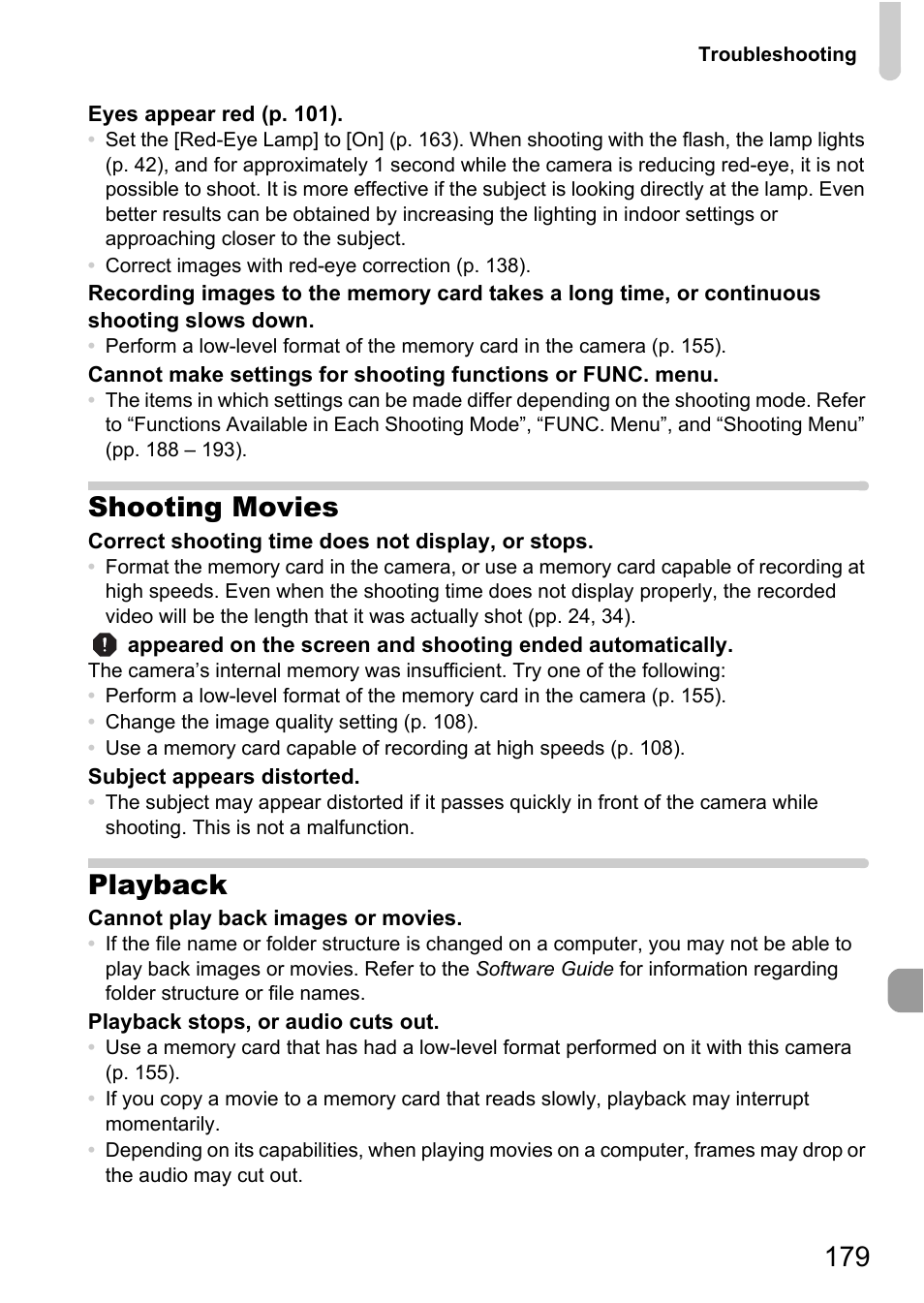 Shooting movies, Playback | Canon IXUS 1100 HS User Manual | Page 179 / 209