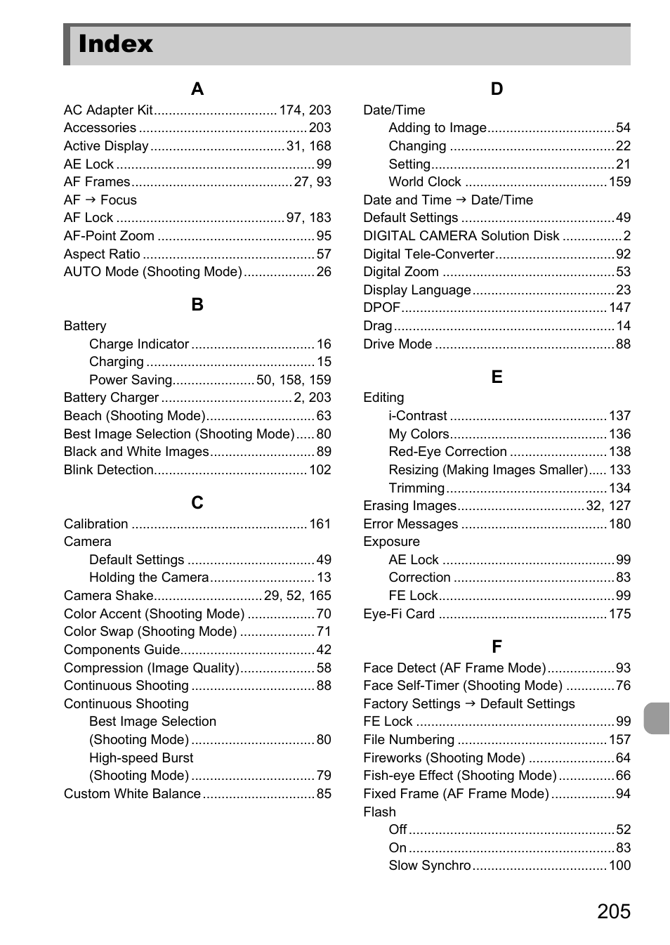 Index | Canon IXUS 1100 HS User Manual | Page 205 / 209