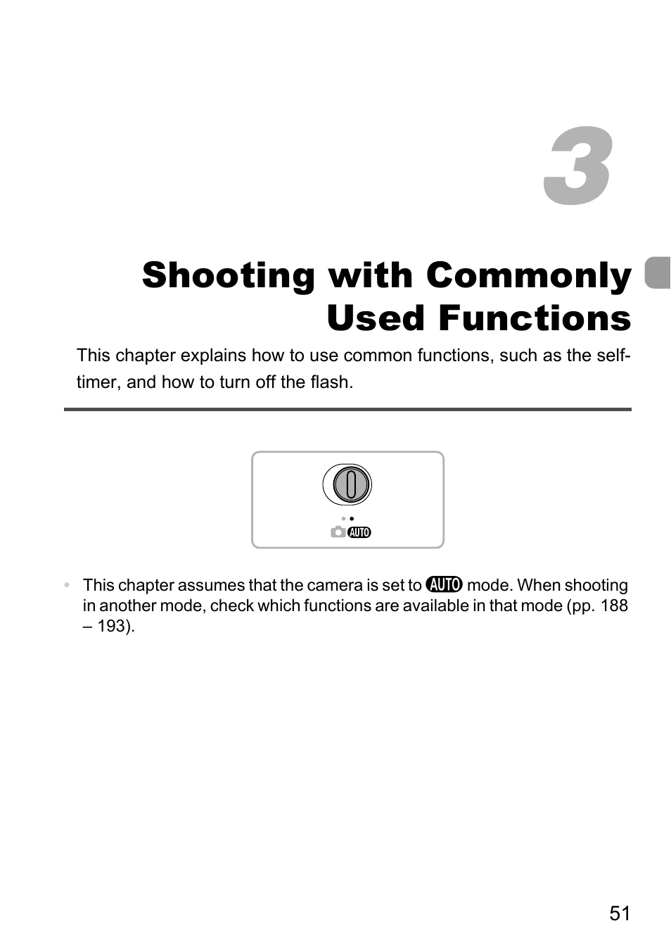 3 shooting with commonly used functions, Shooting with commonly used functions | Canon IXUS 1100 HS User Manual | Page 51 / 209