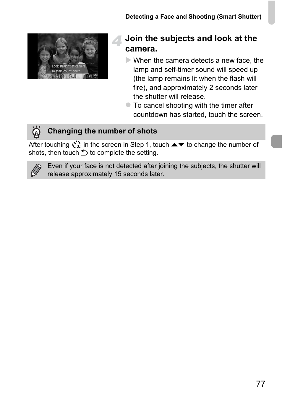 77 join the subjects and look at the camera | Canon IXUS 1100 HS User Manual | Page 77 / 209