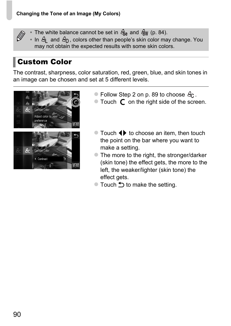 Custom color | Canon IXUS 1100 HS User Manual | Page 90 / 209