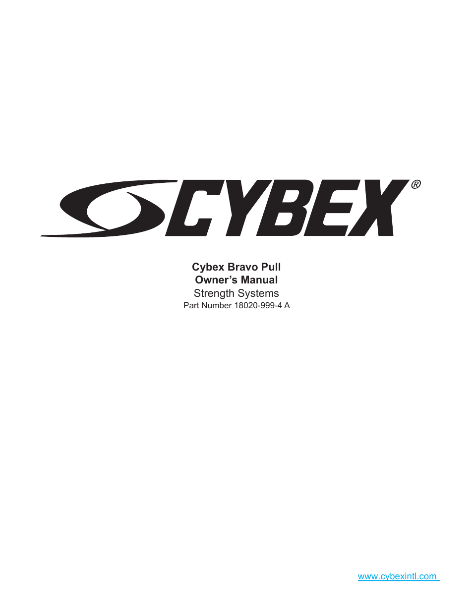 Cybex 18020 Bravo Pull User Manual | 32 pages