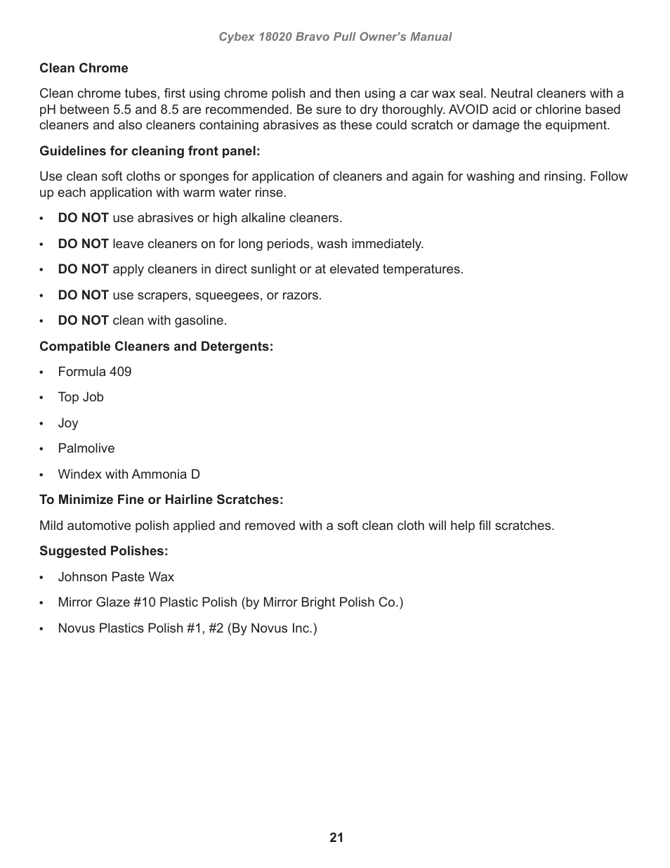 Cybex 18020 Bravo Pull User Manual | Page 21 / 32