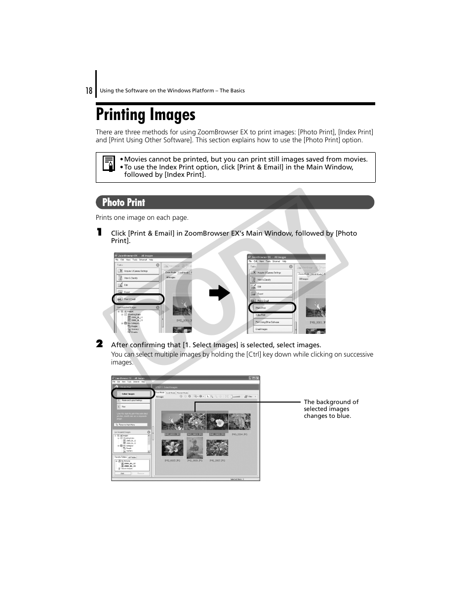 Printing images, P. 18), Co py | Canon CDP-E074-030 User Manual | Page 18 / 64