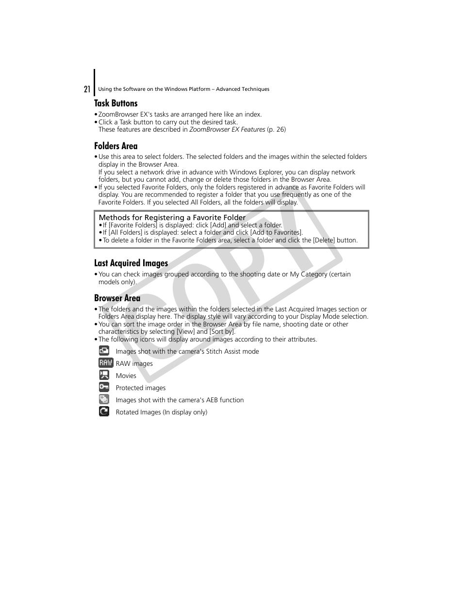 Es (p. 21), S (p. 21), P. 21) | Co py | Canon CDP-E074-030 User Manual | Page 21 / 64