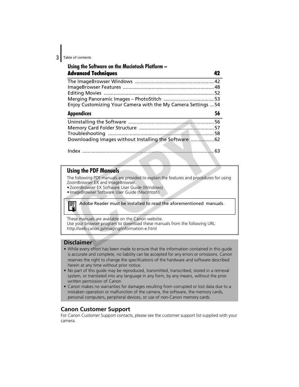 Co py | Canon CDP-E074-030 User Manual | Page 3 / 64