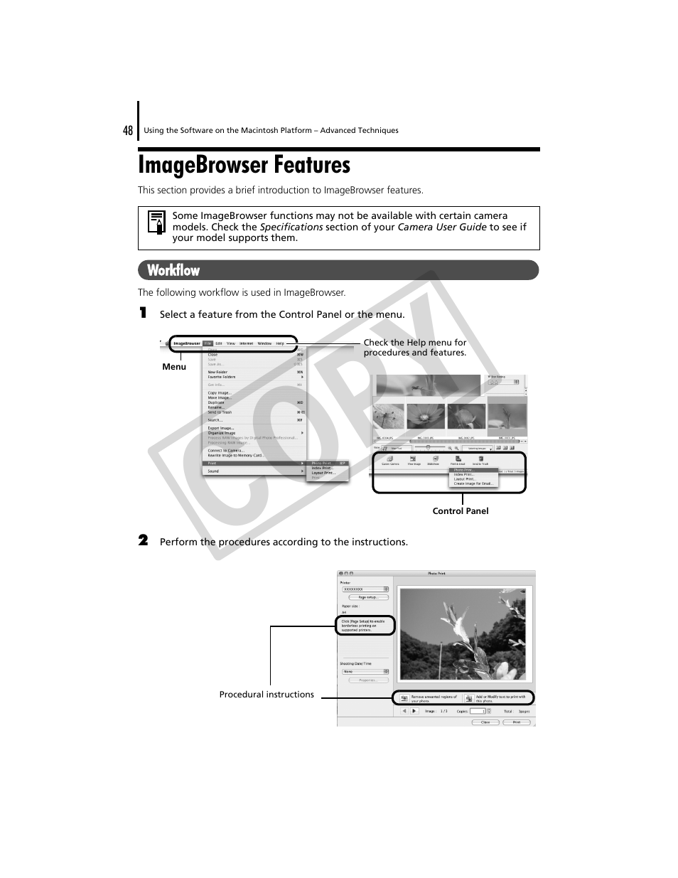 Imagebrowser features, Co py | Canon CDP-E074-030 User Manual | Page 48 / 64