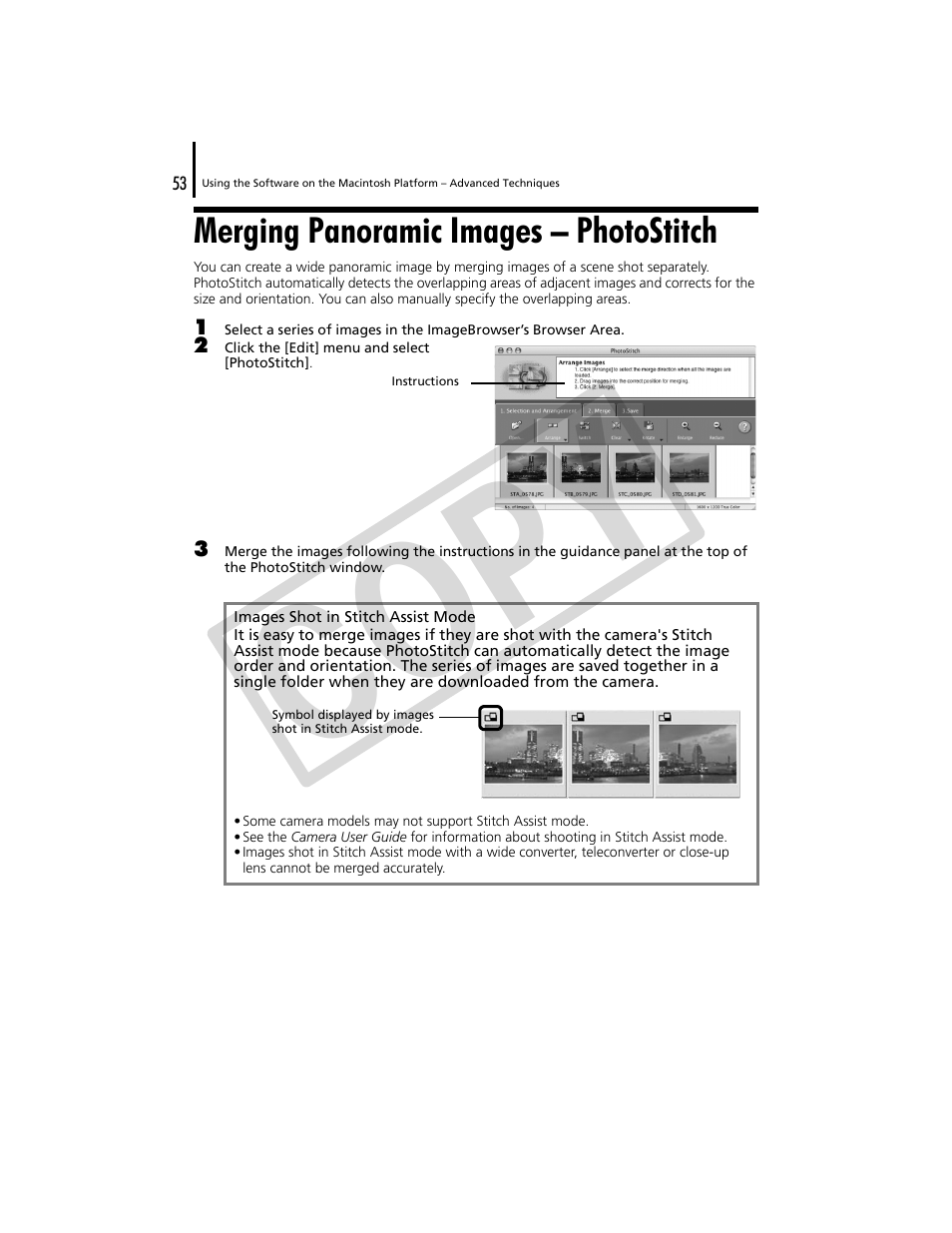 Merging panoramic images – photostitch, P. 53), Co py | Canon CDP-E074-030 User Manual | Page 53 / 64