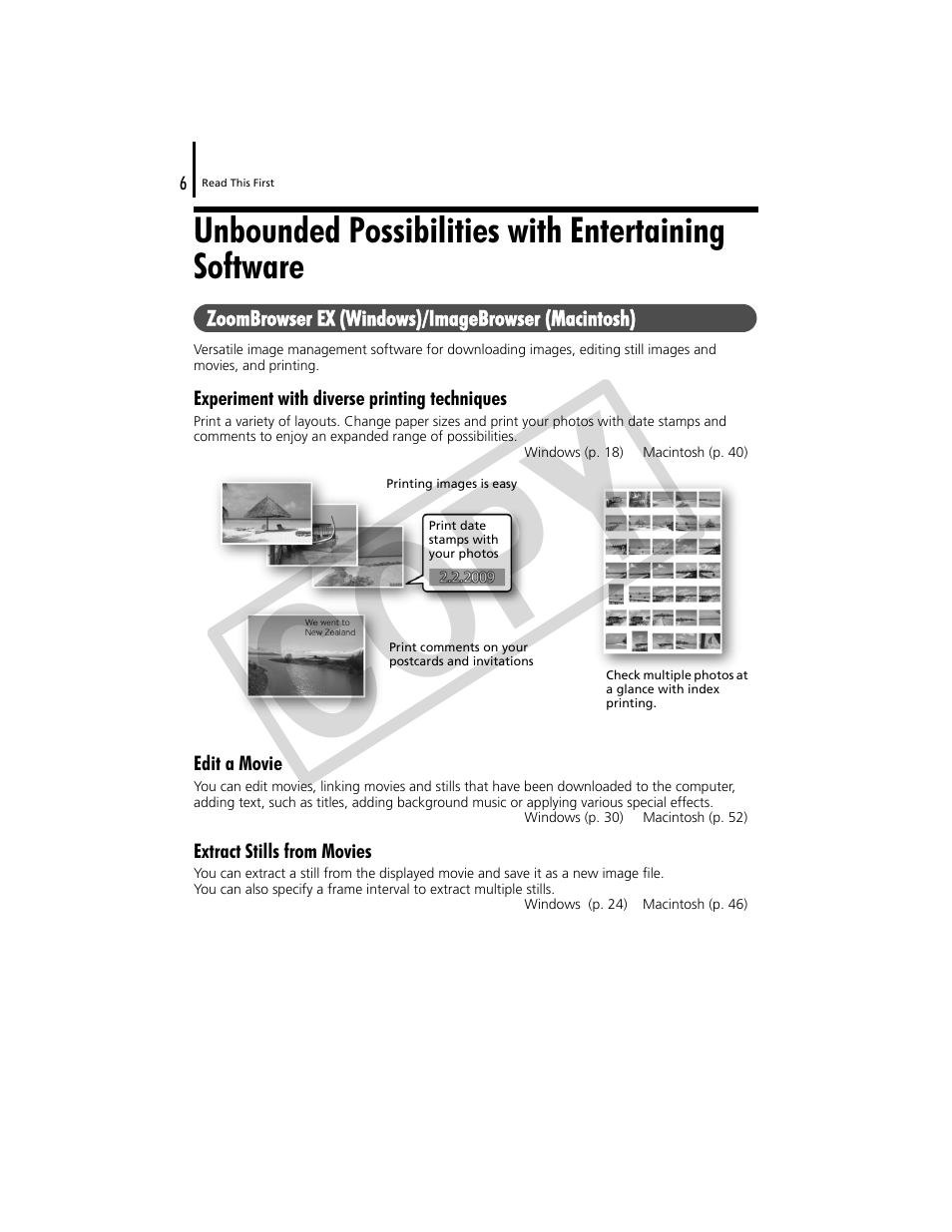 Unbounded possibilities with entertaining software, Co py | Canon CDP-E074-030 User Manual | Page 6 / 64