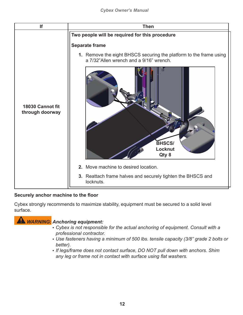 Cybex 18030 Bravo Lift User Manual | Page 12 / 28