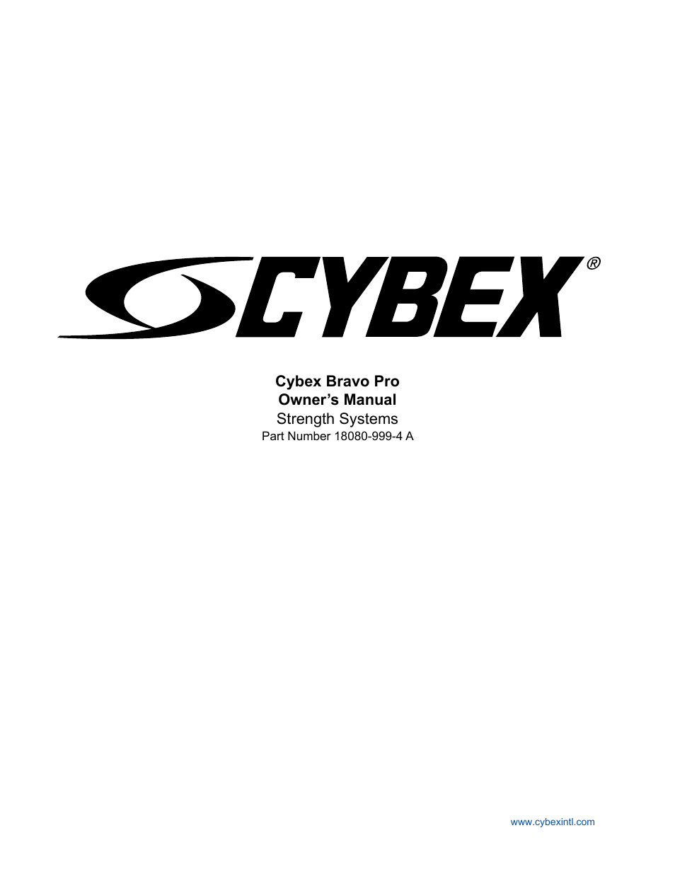 Cybex 18080 Bravo Pro User Manual | 32 pages