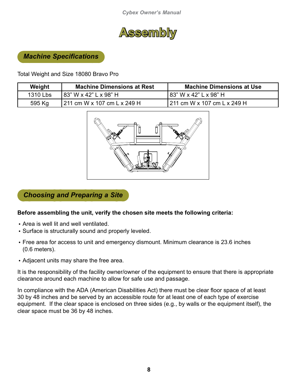 Assembly | Cybex 18080 Bravo Pro User Manual | Page 8 / 32