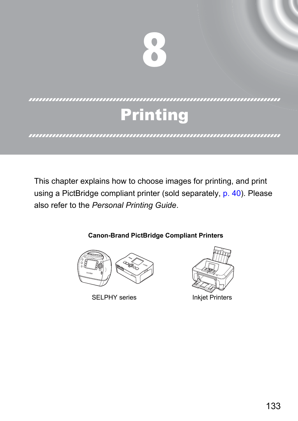 8 printing, Printing | Canon IXUS 130 User Manual | Page 133 / 176