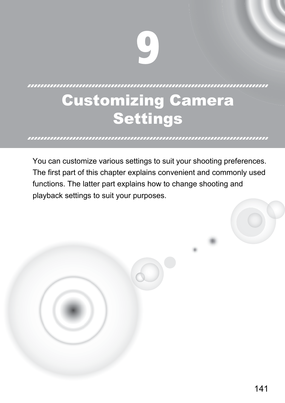 9 customizing camera settings, 9 customizing camera, Settings | Canon IXUS 130 User Manual | Page 141 / 176